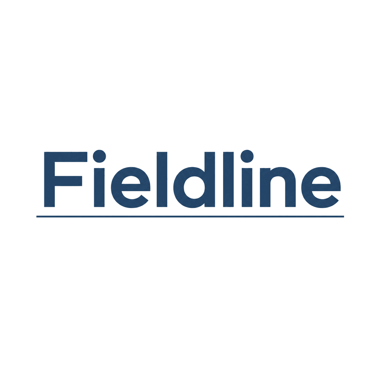 'Fieldline' wordmark in Survey Blue with a thin horizontal underline extending past the letters.